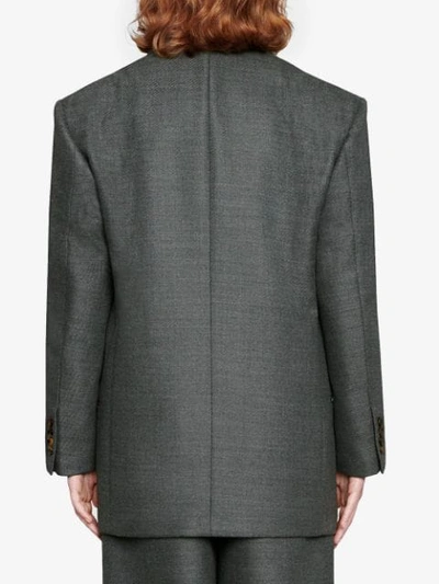 Shop Gucci Double-breasted Blazer In Grey