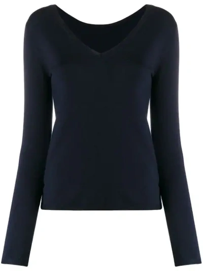 Shop P.a.r.o.s.h Lilla V-neck Sweater In Blue