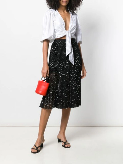 Shop Khaite Polka Dot Pleated Silk Skirt In Black