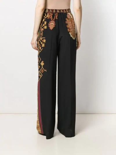 Shop Etro Printed Wide-leg Trousers In Black