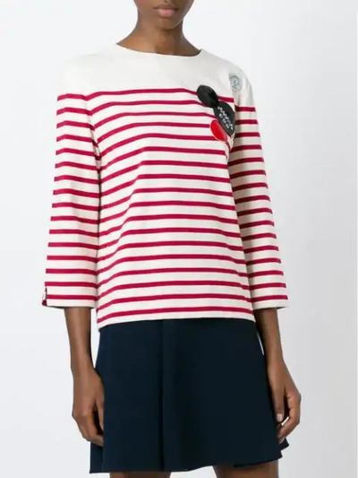 Shop Marc By Marc Jacobs Patched Breton Stripe Top In White