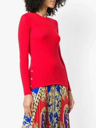 Shop Versace Medusa Button Sweater In Red