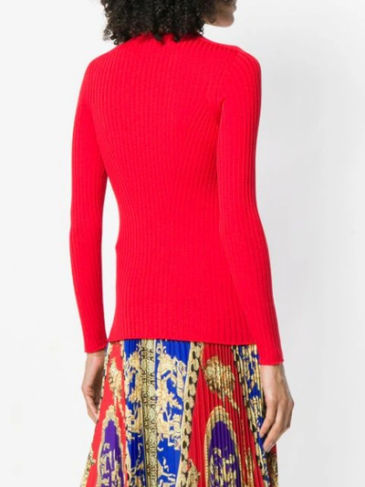 Shop Versace Medusa Button Sweater In Red