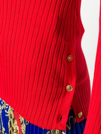 Shop Versace Medusa Button Sweater In Red