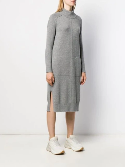 Shop Lorena Antoniazzi Knit Midi Dress In Grey