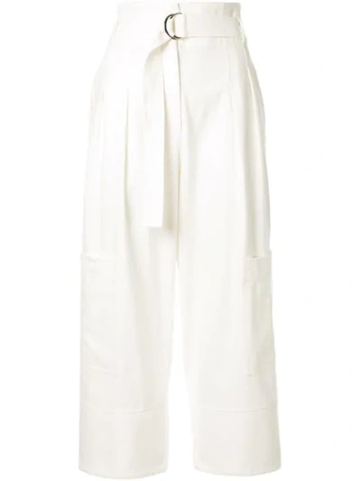 Shop Lee Mathews Cropped Calypso Trousers In White