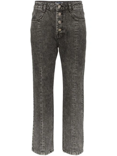 SJYP WASHED DENIM CROPPED JEANS 