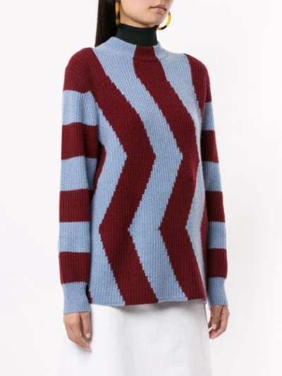 Shop Ck Calvin Klein Colour-block Fitted Sweater In Blue