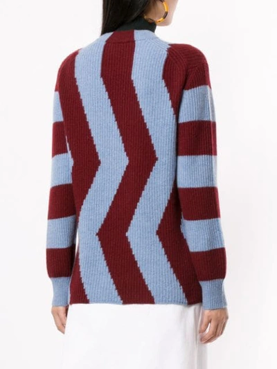 Shop Ck Calvin Klein Colour-block Fitted Sweater In Blue