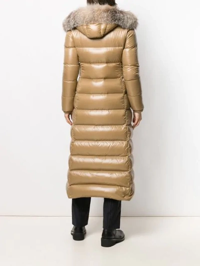 Moncler Hudson Long Nylon Laqué Down Coat In Neutrals | ModeSens