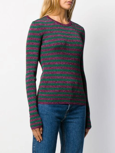 Shop Dolce & Gabbana Glitter-effect Striped Knit Top In Green