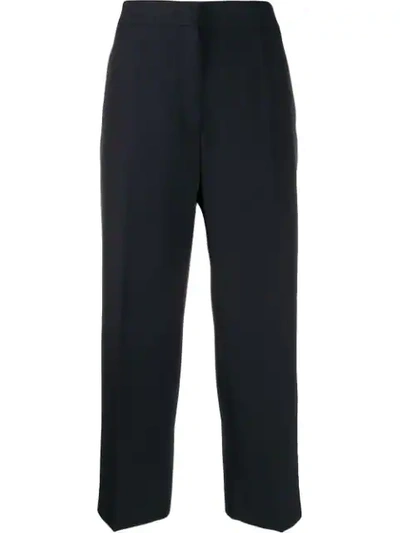JIL SANDER HIGH WAISTED CROPPED TROUSERS - 蓝色
