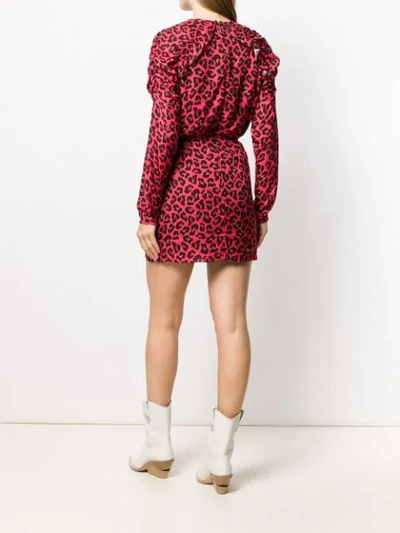 Shop Msgm Animal Print Mini Dress In Pink
