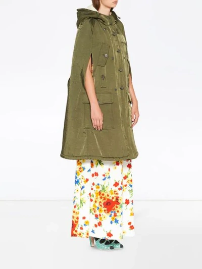 Shop Miu Miu Technical Military Cape In Green