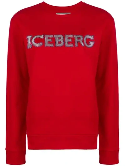 Shop Iceberg Microstud Logo Sweatshirt - Red