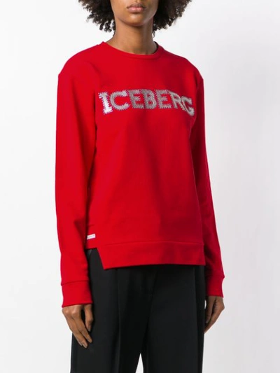 Shop Iceberg Microstud Logo Sweatshirt - Red