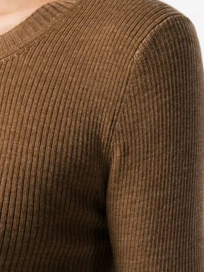 Shop P.a.r.o.s.h Ribbed Knit Jumper In Brown