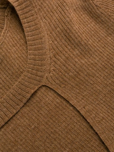 Shop P.a.r.o.s.h Ribbed Knit Jumper In Brown