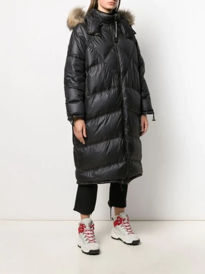 Shop As65 Long Puffer Coat In Black