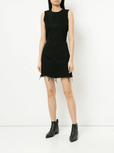 Shop Alexander Wang T Alexander Wang Frayed Denim Dress - Black