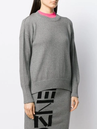 Shop Kenzo Pullover Mit Intarsien-logo In 93 Grey