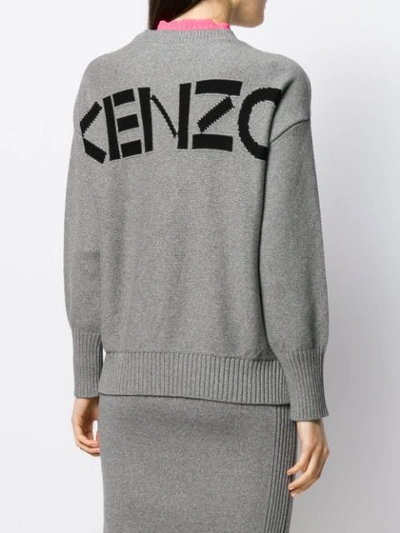 Shop Kenzo Pullover Mit Intarsien-logo In 93 Grey