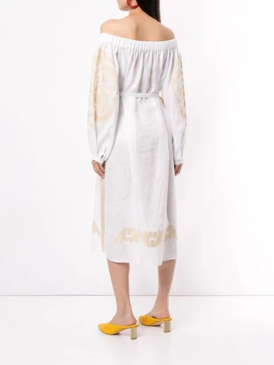 VITA KIN EMBROIDERED OFF-SHOULDER DRESS - 白色