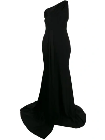 Shop Alex Perry One Shoulder Long Dress In Black