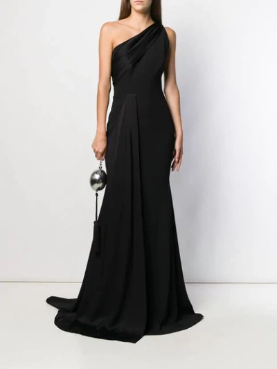 Shop Alex Perry One Shoulder Long Dress In Black