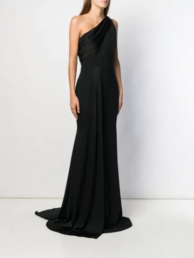 Shop Alex Perry One Shoulder Long Dress In Black