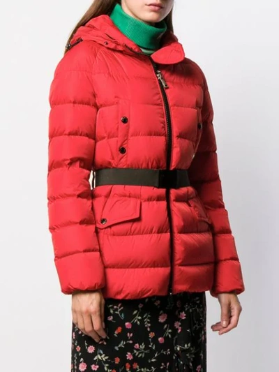 Shop Moncler Jacke Mit Gürtel In Red