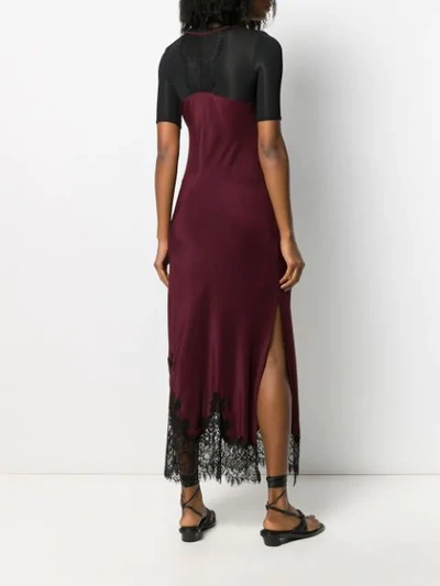 Shop Gold Hawk Midi Lace Slip Dress In Red