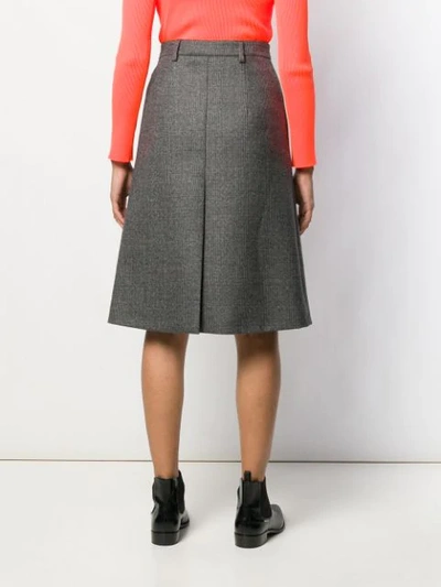 Shop Prada Checked A-line Skirt In Grey