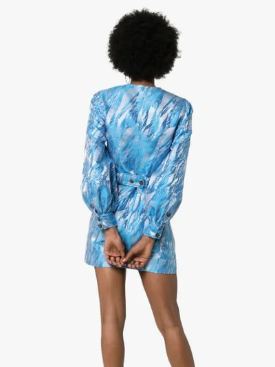 Shop Ganni Jacquard Mini-dress In Blue