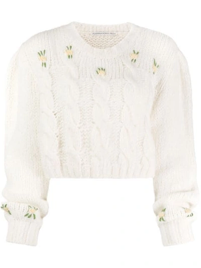 ALESSANDRA RICH CABLE KNIT JUMPER - 白色