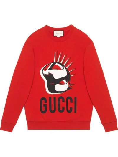 Shop Gucci Oversized Manifesto Sweatshirt In Red