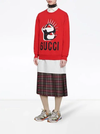Shop Gucci Oversized Manifesto Sweatshirt In Red