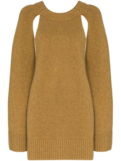 Shop Khaite Liz Cutout Knit Jumper In Brown