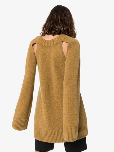 Shop Khaite Liz Cutout Knit Jumper In Brown