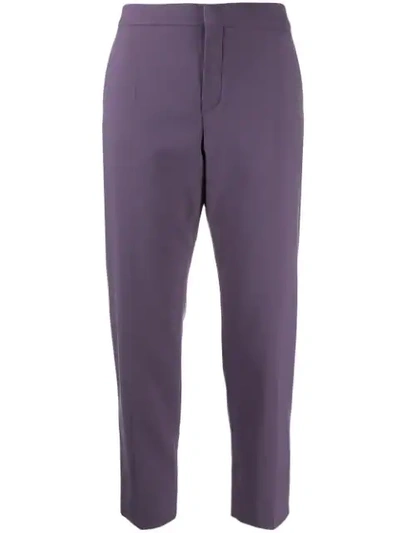 Shop Chloé Straight Cropped Trousers In 575 Shadow Purple