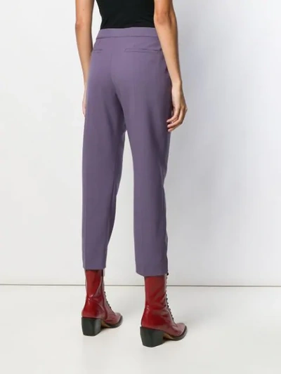 Shop Chloé Straight Cropped Trousers In 575 Shadow Purple
