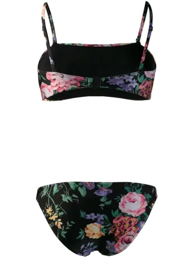 Shop Zimmermann Floral Print Bikini In Black