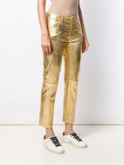 GOLDEN GOOSE EMBROIDERED DETAIL CROPPED TROUSERS - 金色