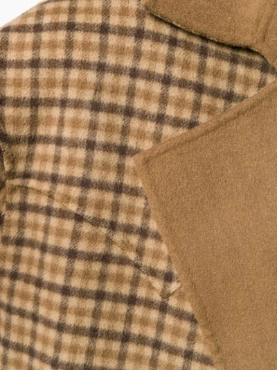 Shop Nanushka Alamo Check Fringe Robe Coat In Brown