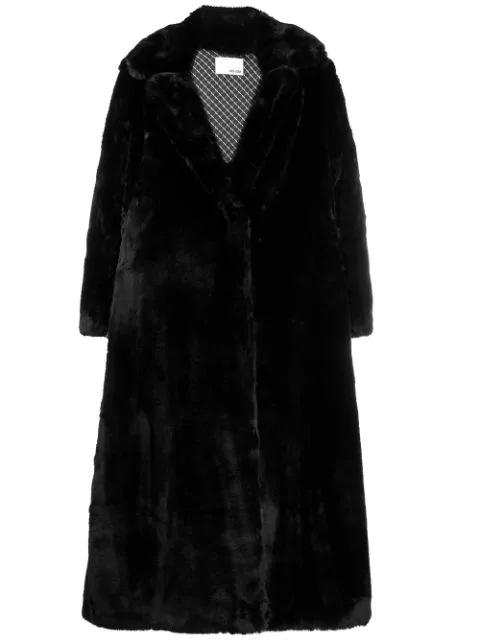 Each X Other Oversized Vegan Mink Coat In Black Modesens