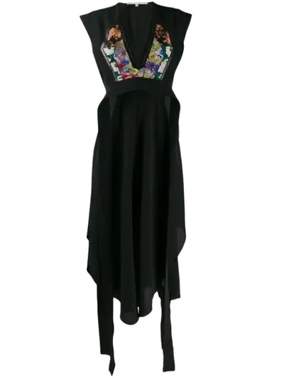 Shop Stella Mccartney Floral Patch Midi Dress In Black