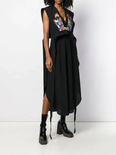 Shop Stella Mccartney Floral Patch Midi Dress In Black