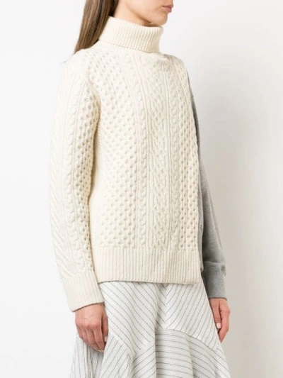 Shop Sacai Pullover Mit Zopfmuster-einsatz - Weiss In White