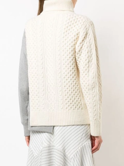 Shop Sacai Pullover Mit Zopfmuster-einsatz - Weiss In White