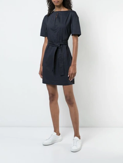 Shop Theory Belted Shift Dress - Blue